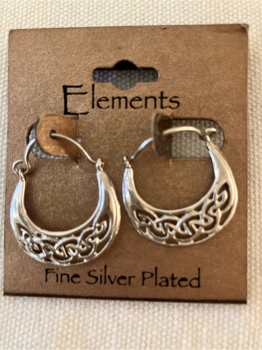 NWT Silver Plated Half Moon Celtic Knot earrings by Elements